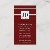 Advocaat Dark Cherry White Striped Pendant Visitekaartje (Achterkant)