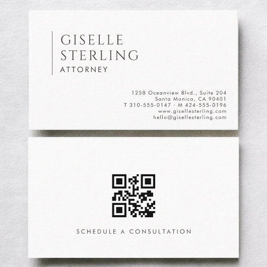 Advocaat Eenvoudig Modern Professioneel QR-code Visitekaartje