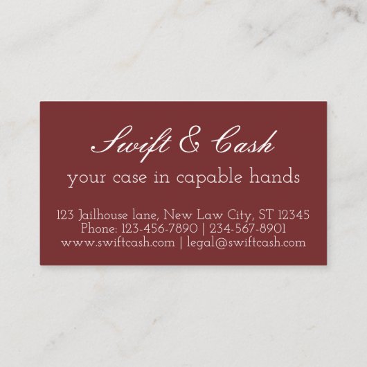 Advocaat Funny aanpasbaar Visitekaartje (Achterkant)