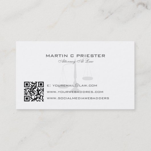 Advocaat, Gerechtelijke Schaal Watermerk Visitekaartje (Achterkant)