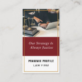 Advocaat Gold Justice Scale Advocaat bij Law Red Visitekaartje (Achterkant)