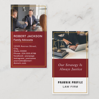 Advocaat Gold Justice Scale Advocaat bij Law Red Visitekaartje
