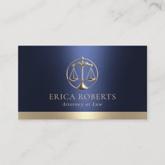Advocaat Gold Justice Scale Logo Marine Blauw Advo Visitekaartje (Voorkant)