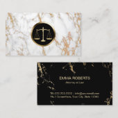 Advocaat Gold Scale Logo Trendy Marble Visitekaartje (Voorkant / Achterkant)