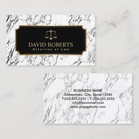 Advocaat Gold Scale Modern Marble Texture Visitekaartje (Voorkant / Achterkant)