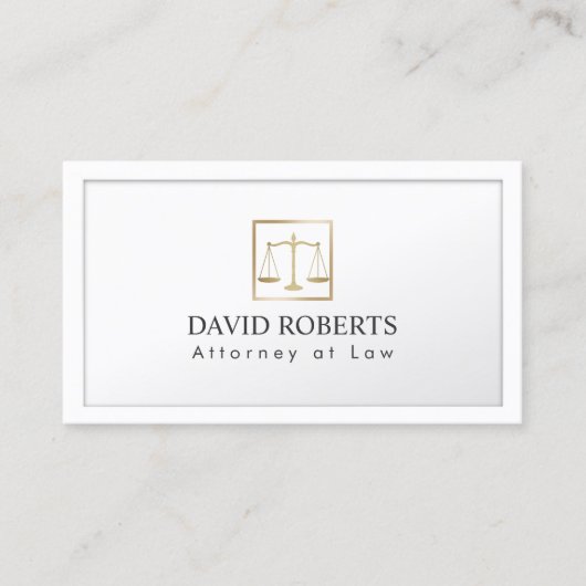 Advocaat Gold Scale of Justice Classy White Visitekaartje (Voorkant)