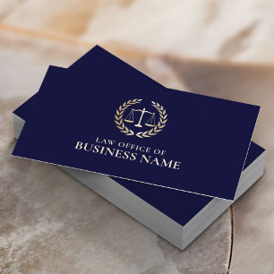Advocaat Gold Scale of Justice Elegant Navy Visitekaartje