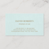 Advocaat Gold Scale of Justice Mint Linen Visitekaartje (Achterkant)