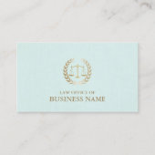 Advocaat Gold Scale of Justice Mint Linen Visitekaartje (Voorkant)