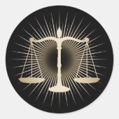 Advocaat Gouden Schaal van Justitie Elegant Recht Ronde Sticker (Voorkant)