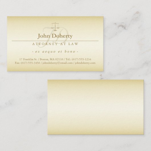 Advocaat | Gulden schalen van justitie Visitekaartje (Voorkant / Achterkant)