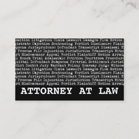 Advocaat in juridische terminologie visitekaartje (Voorkant)