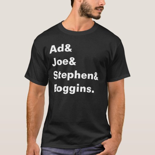 Advocaat & Joe & Stephen & Boggins. T-shirt (Voorkant)
