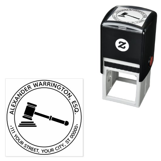 Advocaat Juridisch Rechter Hamer Wet Naam Adres Zelfinktende Stempel (In situ)