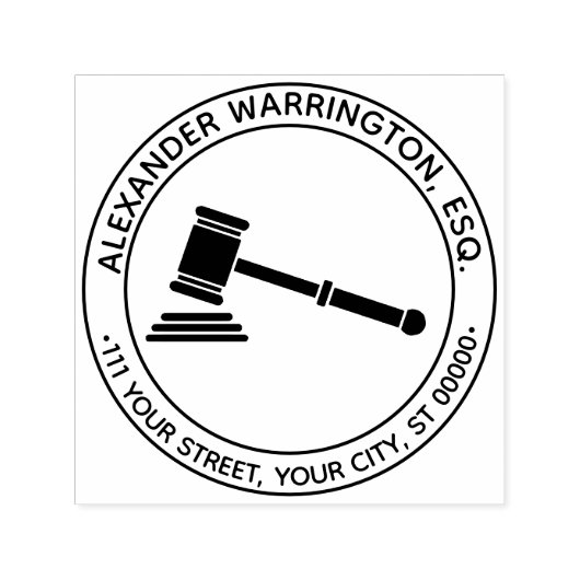 Advocaat Juridisch Rechter Hamer Wet Naam Adres Zelfinktende Stempel (Design)