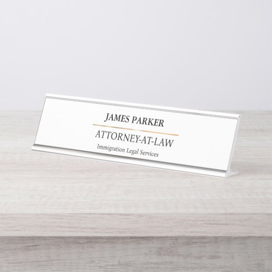Advocaat Jurist Classy Wit Bureau Naambordje (Voorkant)