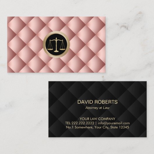 Advocaat Justitie Schaal Modern Roos Gold Visitekaartje (Voorkant / Achterkant)