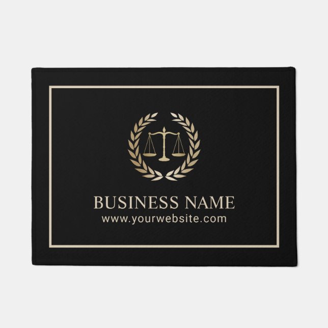 Advocaat Kantoor Modern Black & Gold Deurmat (Voorkant)