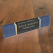 Advocaat Kantoor Modern Blue & Gold Naambordje (Zijkant)