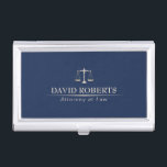 Advocaat Kantoor Modern Blue & Gold Visitekaarthouder<br><div class="desc">Advocaat Kantoor Modern Blue & Gold Business Card Holder.</div>