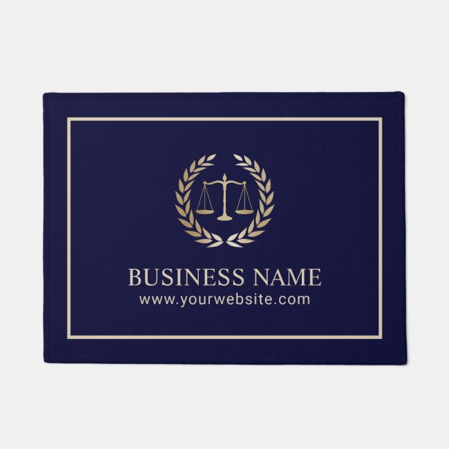 Advocaat Kantoor Modern Navy & Gold Deurmat (Voorkant)