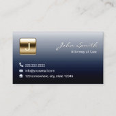 Advocaat Koninklijk Blauw Goud Monogram Stempel Visitekaartje (Voorkant)