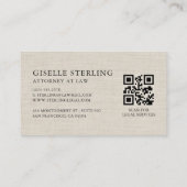Advocaat Linen QR Code Professioneel Visitekaartje (Achterkant)