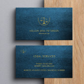 Advocaat luxe elegante gouden blauwe lederen look visitekaartje
