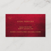 Advocaat luxe elegante gouden robijn rood leer loo visitekaartje (Achterkant)