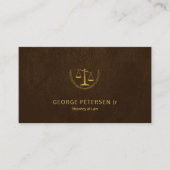 Advocaat luxe gouden schaal bruin leer look visitekaartje (Voorkant)