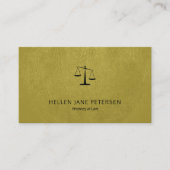 Advocaat luxe zwarte schaal gouden leer look visitekaartje (Voorkant)