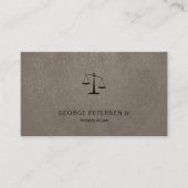 Advocaat luxe zwarte schaal taupe grijs leer look visitekaartje (Voorkant)