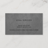 Advocaat luxe zwarte weegschaal lichtgrijze ledere visitekaartje (Achterkant)