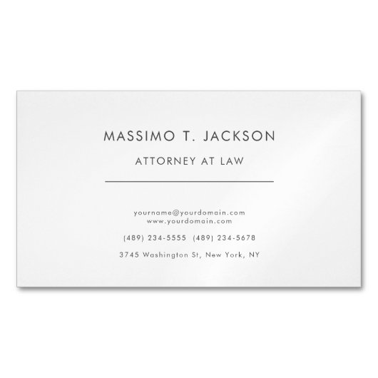 Advocaat Minimaal Minimalistisch Professioneel Magnetisch Visitekaartje (Voorkant)