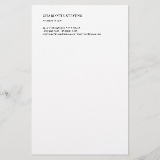 Advocaat Minimalistisch Elegant Eenvoudig Briefpapier (Voorkant)