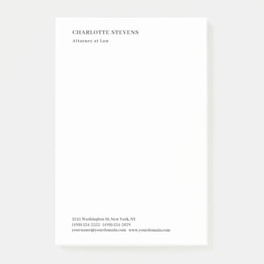 Advocaat Minimalistisch Elegant Eenvoudig Post-it® Notes (Voorkant)