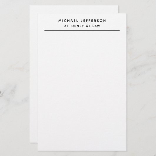 Advocaat Minimalistisch Klassiek Pro Briefpapier (Voorkant / Achterkant)