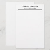 Advocaat Minimalistische Klassieke Pro Briefpapier (Voorkant / Achterkant)