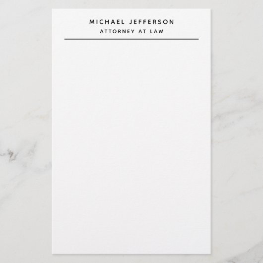 Advocaat Minimalistische Klassieke Pro Briefpapier (Voorkant)