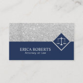 Advocaat Modern Navy Blue & Silver Attorney at Law Visitekaartje (Voorkant)