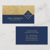 Advocaat Modern Navy & Gold Glitter Attorney of la Visitekaartje (Voorkant / Achterkant)