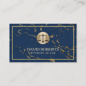 Advocaat Modern Navy & Gold Marble Visitekaartje (Voorkant)