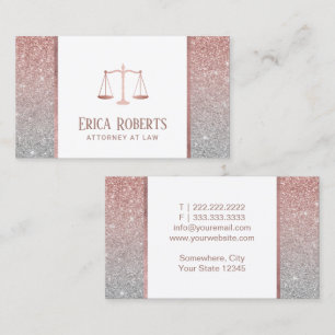 Advocaat Modern Roos Gold & Silver Glitter Visitekaartje