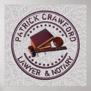 Advocaat of Notaris met rechter Hammer en naam Poster