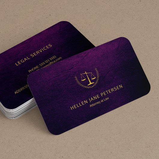 Advocaat op schaal elegant paars leder visitekaartje