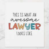 Advocaat | Openbaar aanklager | Geweldige advocaat Wijn Etiket (Enkel label)