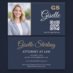 Advocaat QR-code Foto Navyblauw Goud Visitekaartje