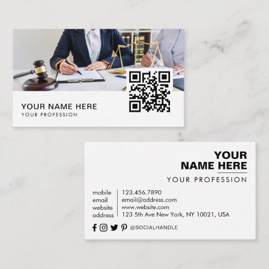 Advocaat QR-code Visitekaartje (Voorkant / Achterkant)