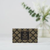 Advocaat QR-code zwart goud damastpatroon Visitekaartje (Staand voorkant)