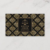 Advocaat QR-code zwart goud damastpatroon Visitekaartje (Voorkant)